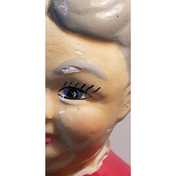 Vintage Ceramic Mrs. Claus Figurine Hand Painted Holding Stocking 10" Holiday - Picture 10 of 16